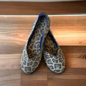 Rothy's Leopard Print Flats with Blue Trim